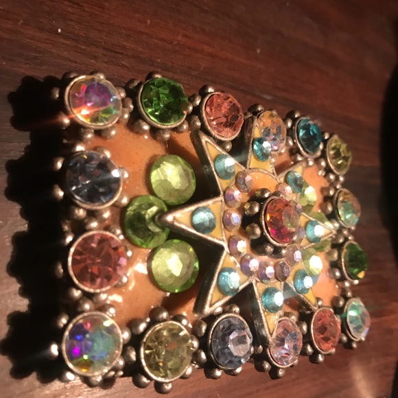 Multi color rhinestone crystals belt buckle - Picture 3 of 5